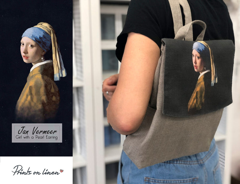 Dámský batoh 100 % len Jan Vermeer Dívka s perlou / Girl with a Pearl Earring