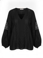 Black Lace Insert Blouse