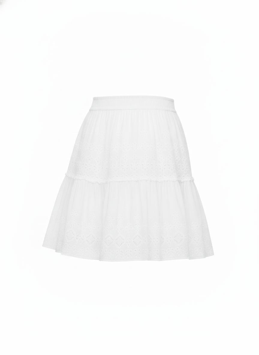 White Eyelet Mini Skirt