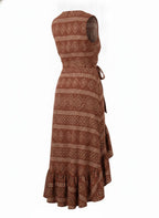 Brown Printed Wrap Dress