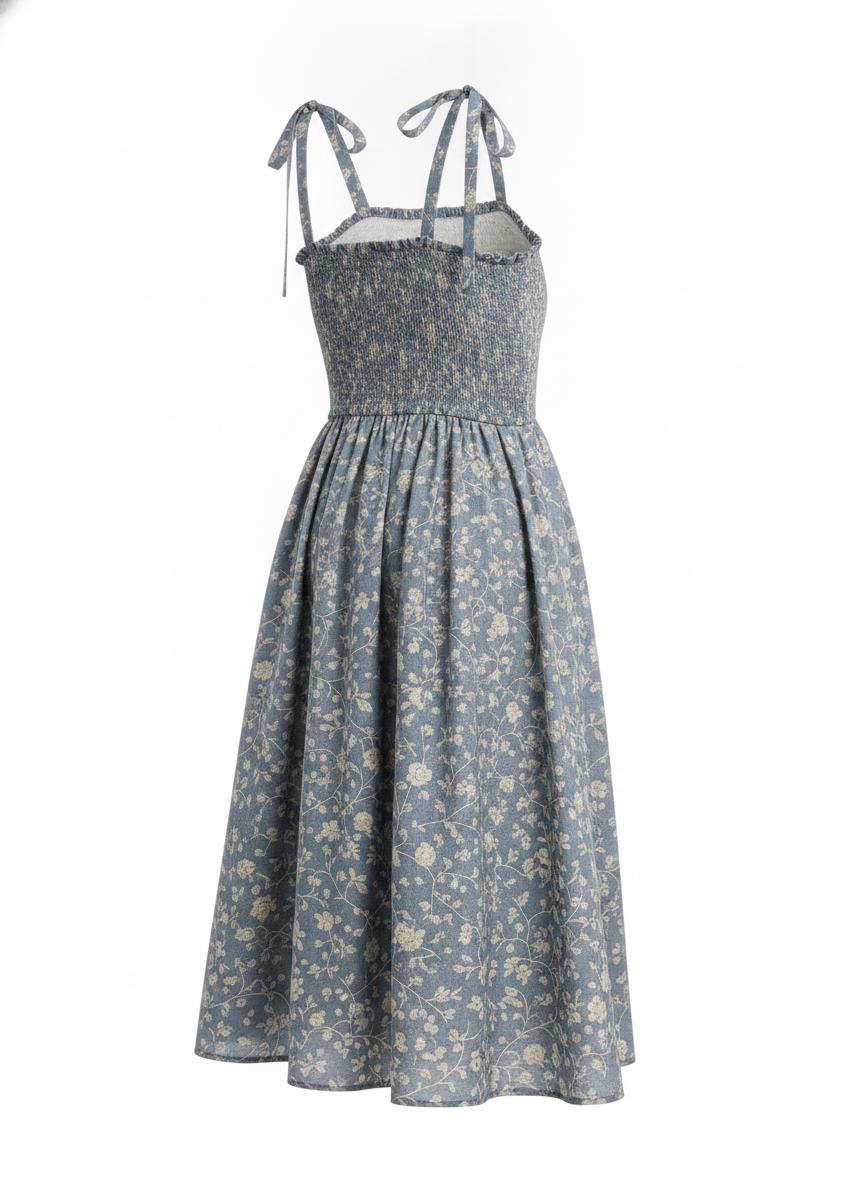 Blue Floral Midi Dress