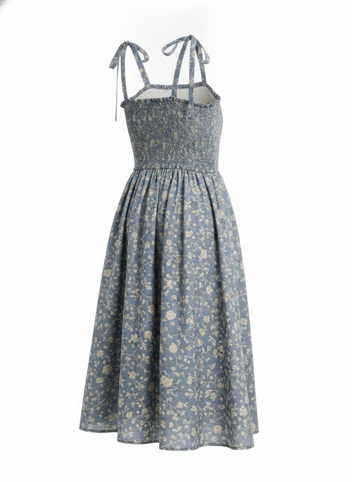 Blue Floral Midi Dress