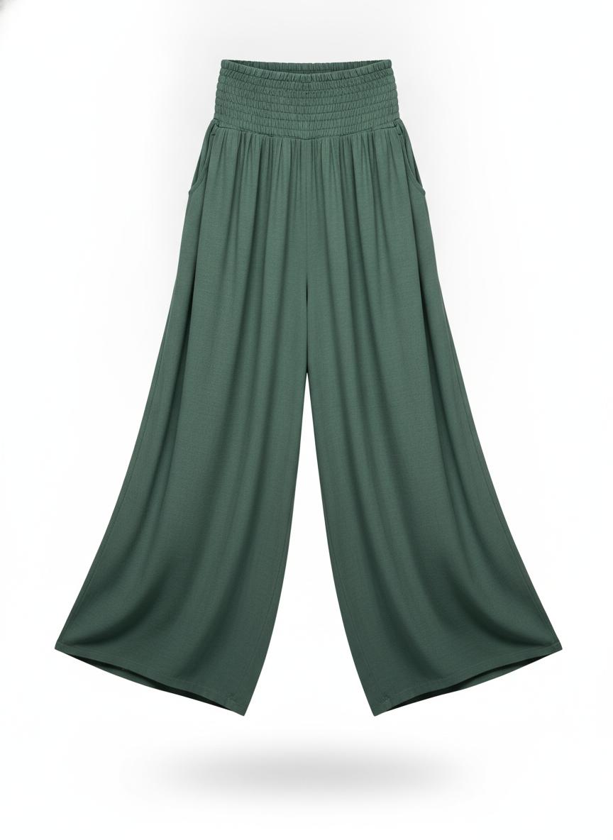 Green Wide-Leg Pants