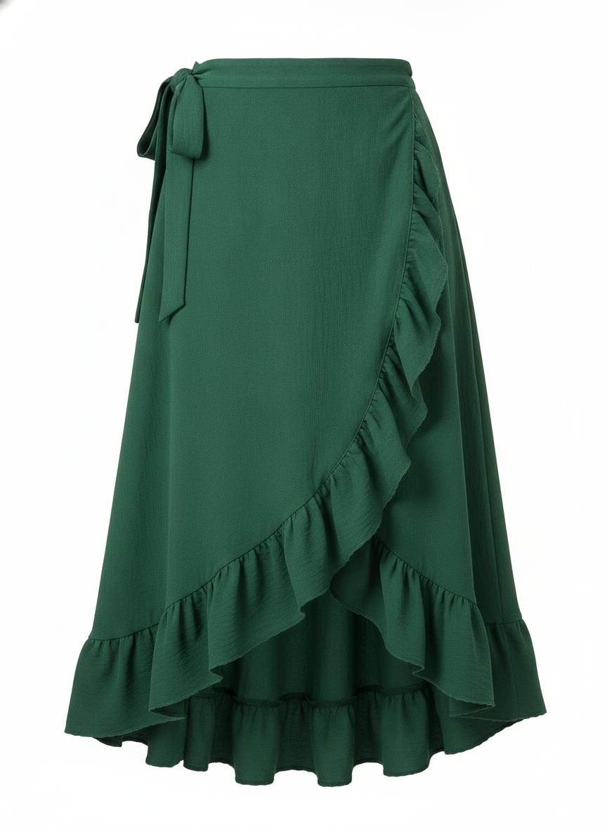 Green Wrap Midi Skirt