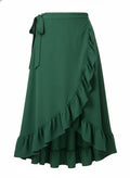 Green Wrap Midi Skirt