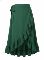 Green Wrap Midi Skirt