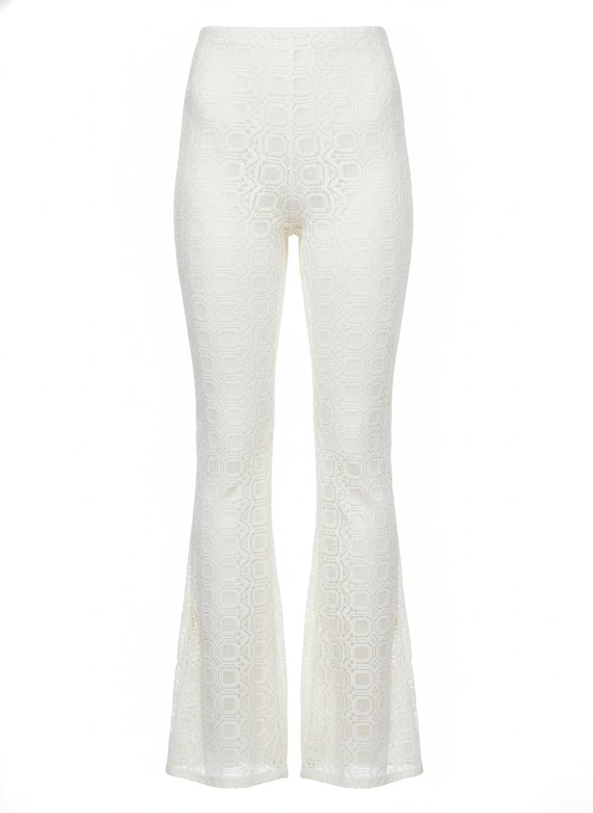 White Lace Flared Pants