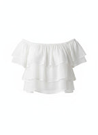 White Ruffle Cropped Blouse