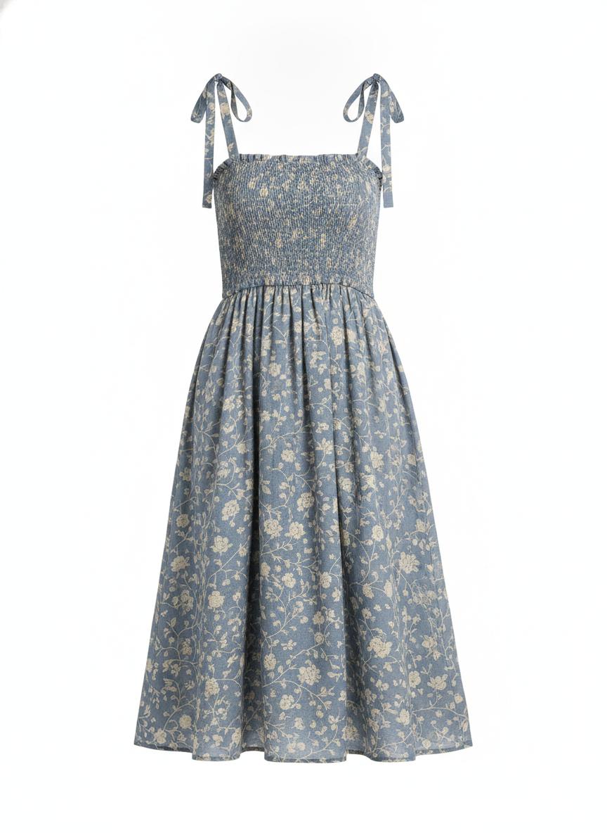 Blue Floral Midi Dress
