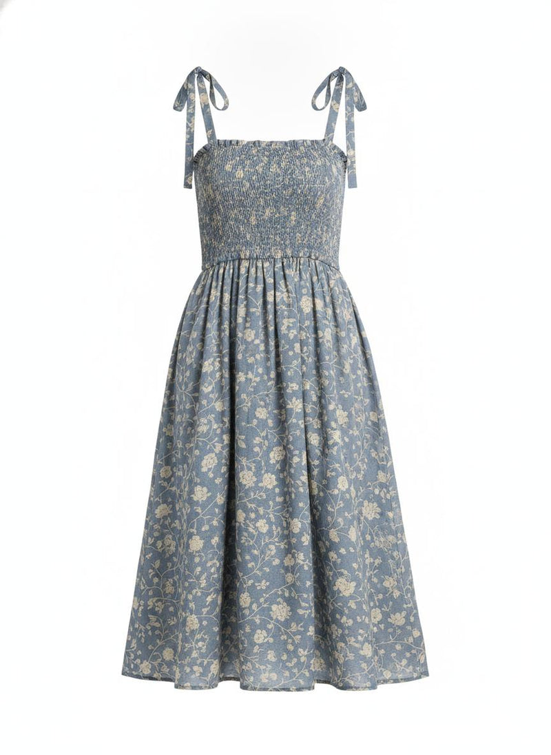 Blue Floral Midi Dress