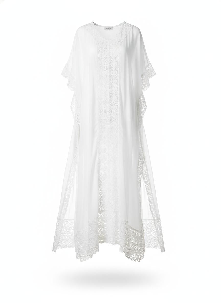 White Lace Kaftan Dress