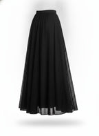 Black Maxi Skirt with Lace Trim