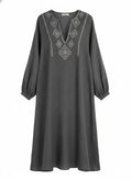 Gray Embroidered Tunic Dress