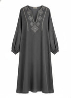Gray Embroidered Tunic Dress