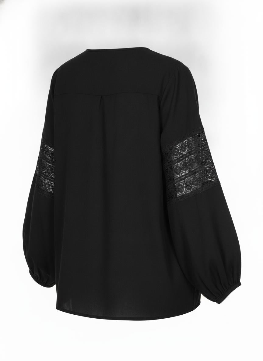 Black Lace Insert Blouse