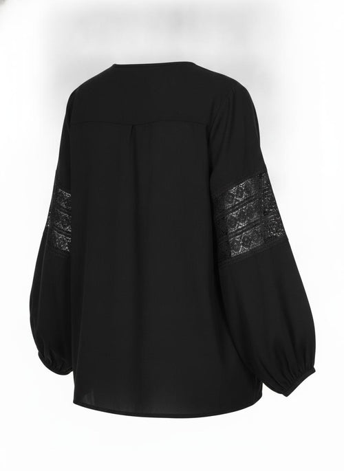 Black Lace Insert Blouse