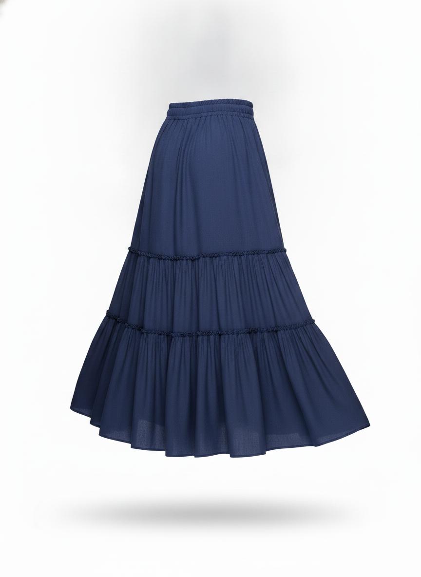 Blue Tiered Maxi Skirt