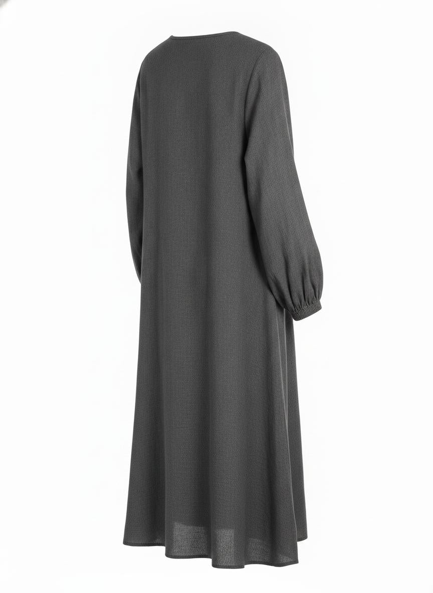Gray Embroidered Tunic Dress