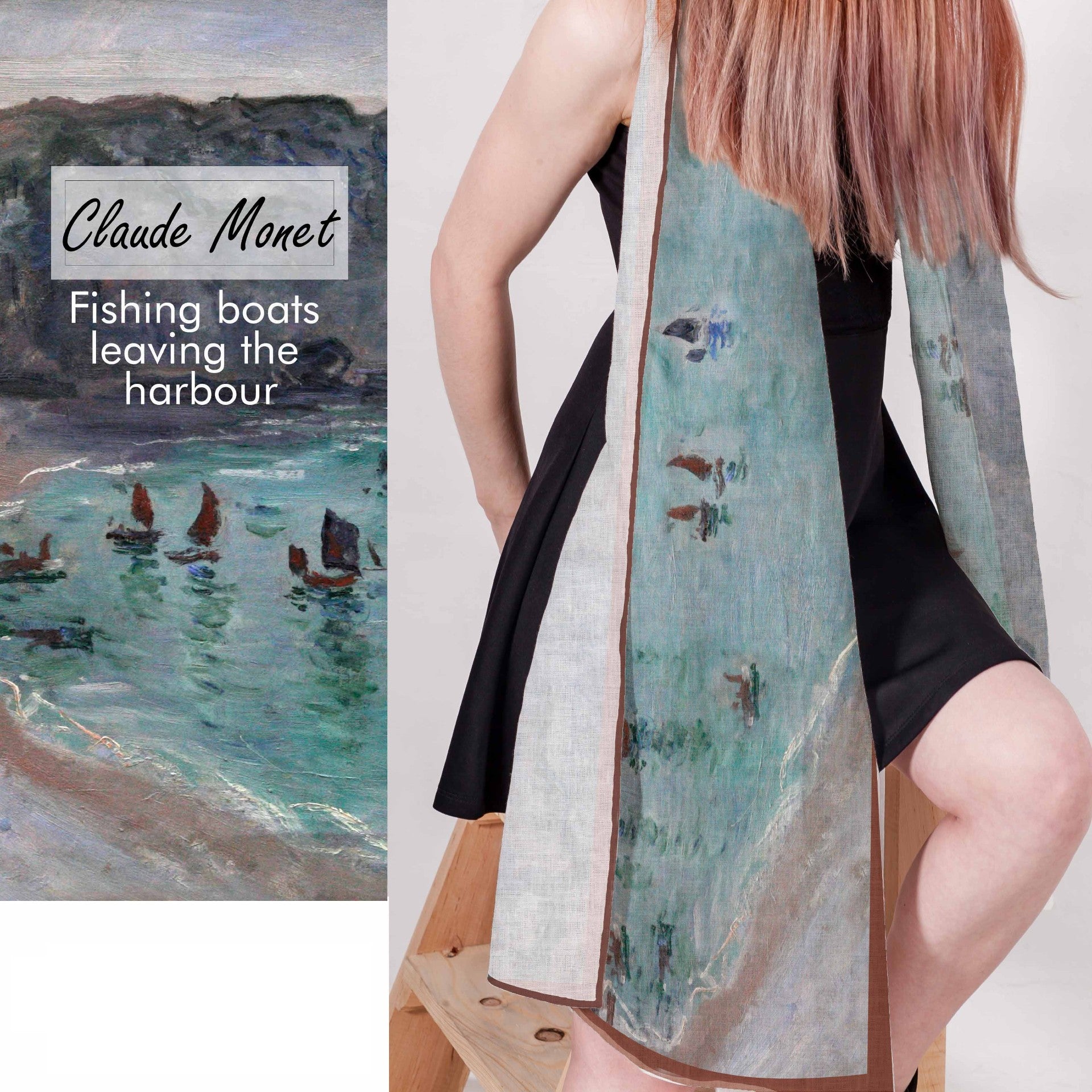 Claude Monet women's scarf Fishing boats leaving the harbor