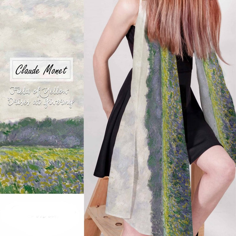 Damski szalik Claude Monet Pole żółtych irysów w Giverny