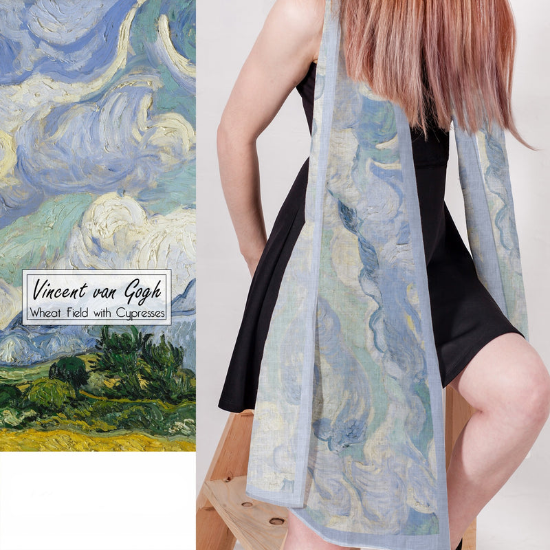 Dámská šála Vincent Van Gogh Wheatfield with Cypresses