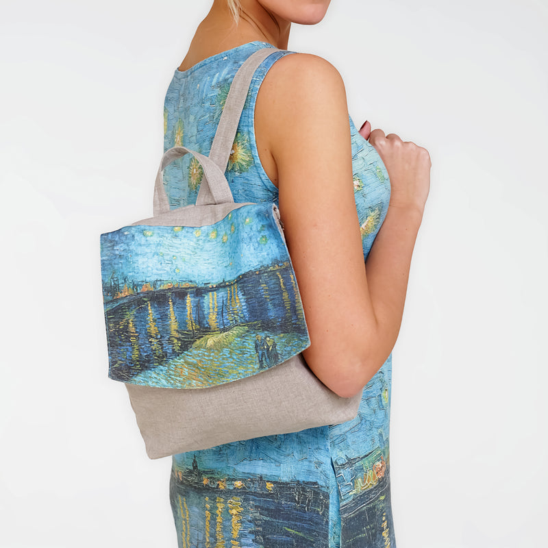 Women's backpack 100% only Vincent Van Gogh Over the Rhon