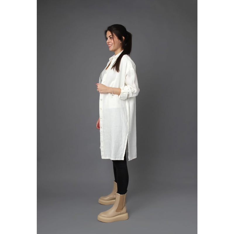 Shirt dress white color