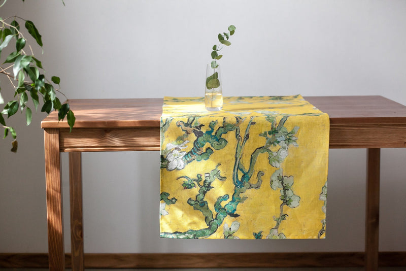 Linen table tread 142x50 Vincent Van Gogh Almond Blossom