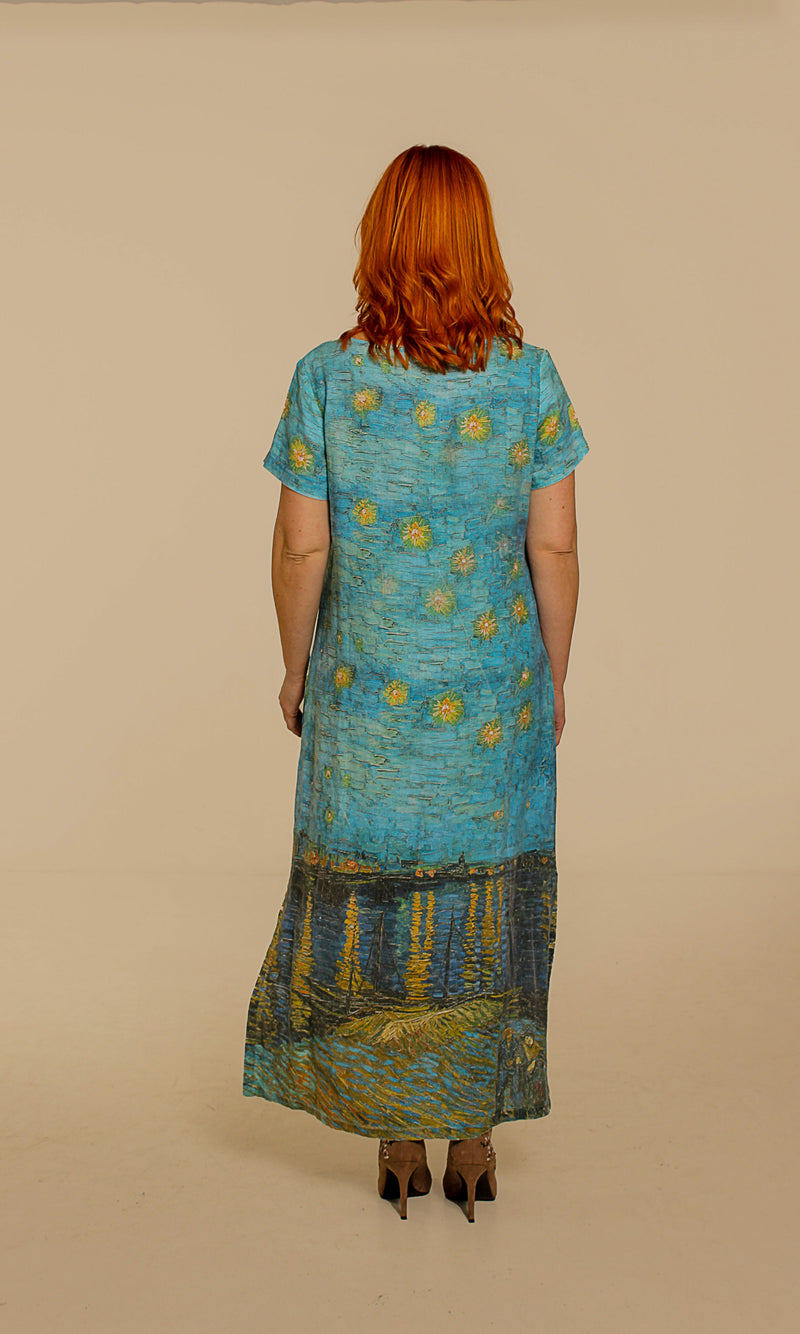 Maxi vestido Vincent Van Gogh Noche estrellada sobre el Ródano