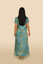 Šaty maxi Vincent Van Gogh Mandlový květ tyrkysová / Almond Blossom