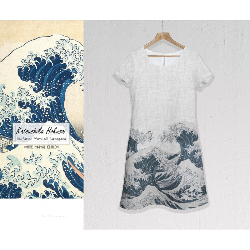 Šaty midi Katsushika Hokusai Velká vlna - verze bílá / The Great Wave