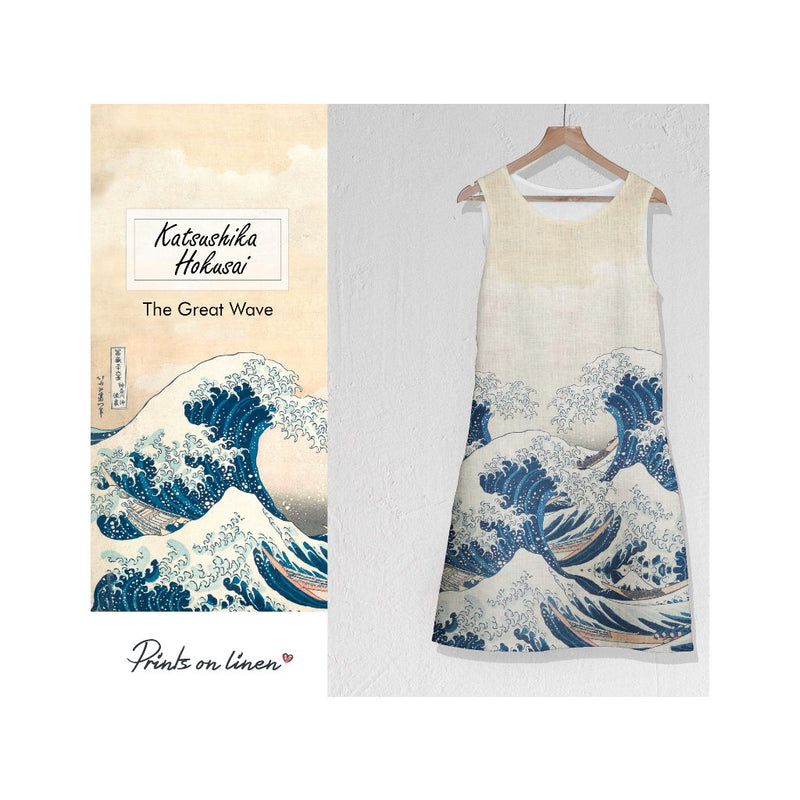 <transcy>Sukienka midi K.Hokusai The Great Wave</transcy>