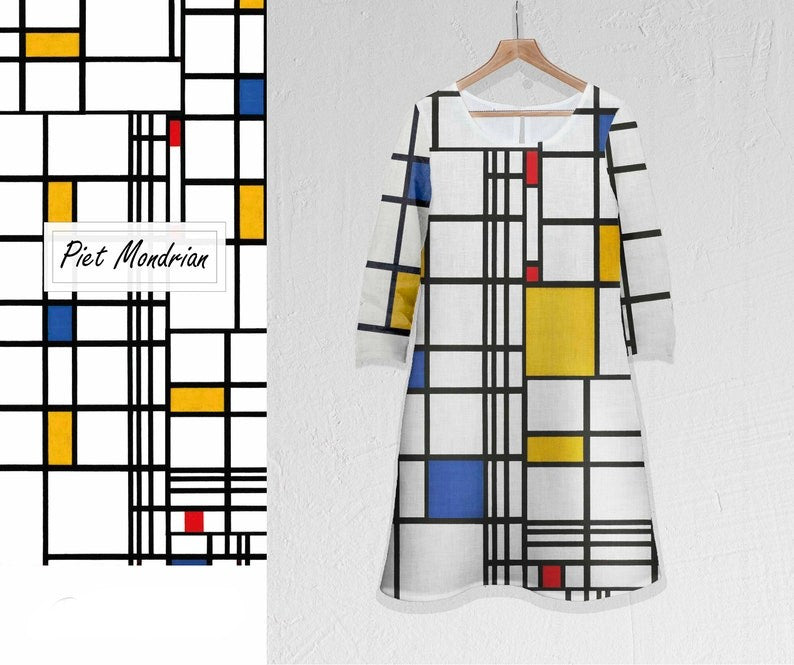 Midikleid Piet Mondrian Zusammensetzung