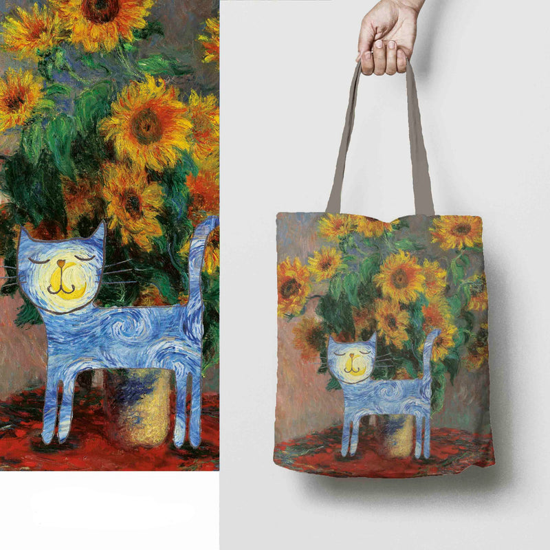 <transcy>Bolso Vincent Van Gogh Girasoles y Gato </transcy>